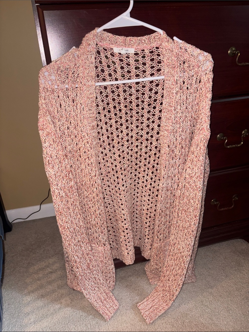 Maurices Peach Open-Knit Cardigan